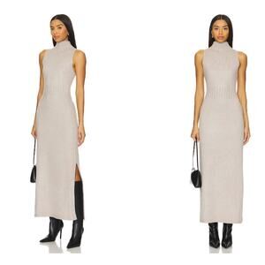 525 Aurora Funnel Neck Maxi Dress in Taupe Heather